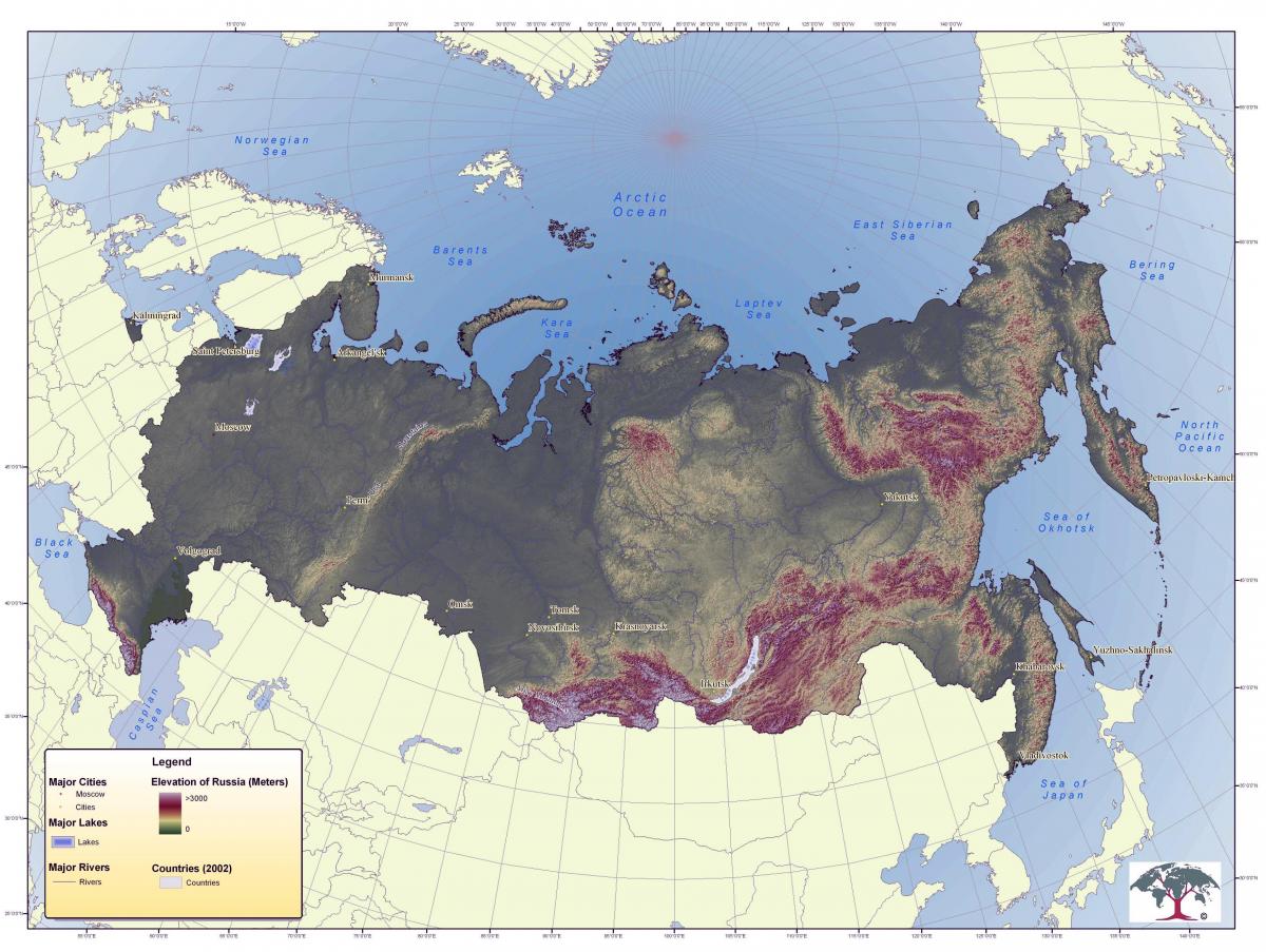 Mapa de altitud de Rusia
