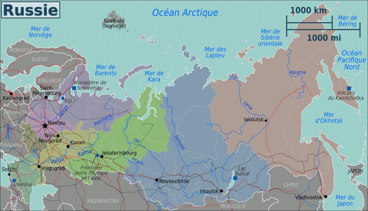 Mapa de las zonas de Rusia