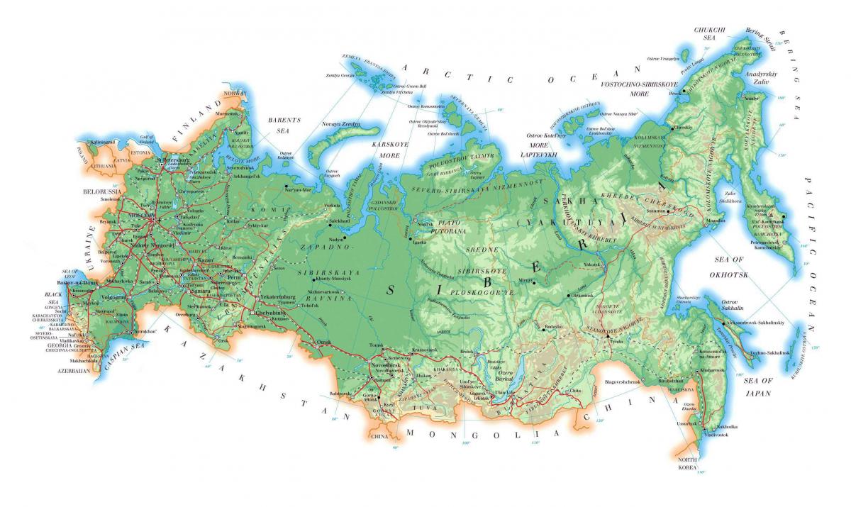 Mapa del relieve de Rusia